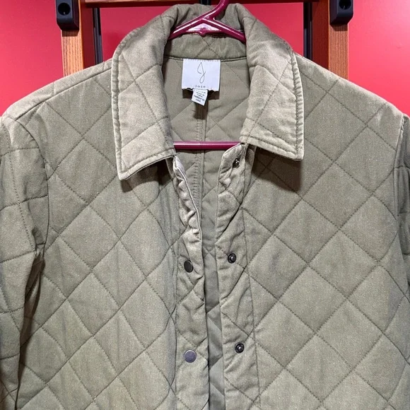 Joie Quilted Olive Green Barn Utility Oversized Jacket - Picture 4 of 7